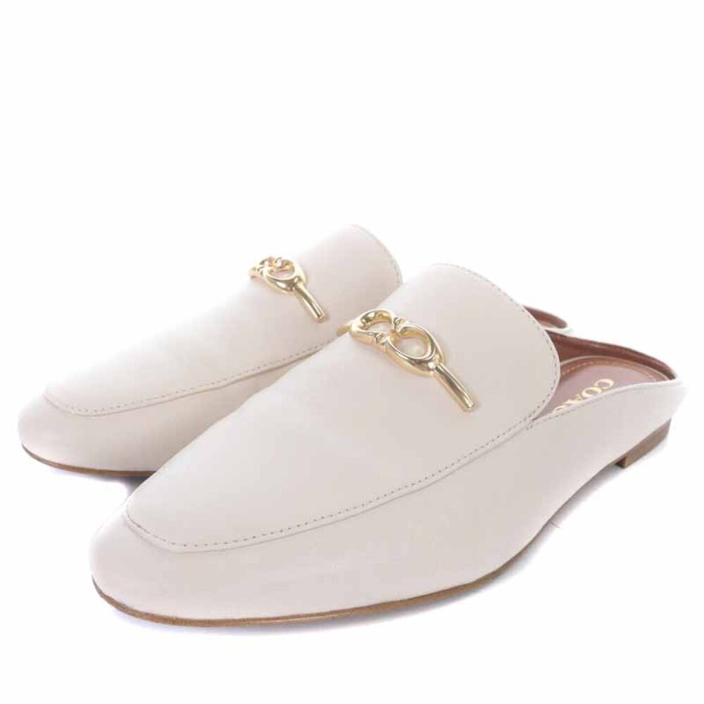 Coach Sienna Leather Slides sz 7 Chalk
